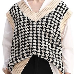 oversized houndstooth sweater vest